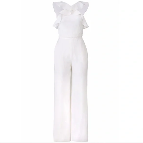 Monique Lhuillier White Jumpsuit-Size 6
